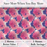 Pink Dahlia Floral Bloom with Soft Purple Leaves Seamless Pattern Digital Print Fabric by the Metre UK Sewing Quilting Textile