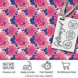 Pink Dahlia Floral Bloom with Soft Purple Leaves Seamless Pattern Digital Print Fabric by the Metre UK Sewing Quilting Textile