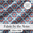 Blue and Red Floral Mandala Tile Seamless Pattern Digital Print Fabric by the Metre UK Sewing Quilting Textile