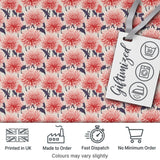 Soft Coral Dahlia Flower Garden Seamless Pattern Digital Print Fabric by the Metre UK Sewing Quilting Textile