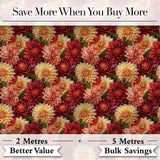 Warm Autumn Dahlia Floral Mix Seamless Pattern Digital Print Fabric by the Metre UK Sewing Quilting Textile