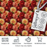 Warm Autumn Dahlia Floral Mix Seamless Pattern Digital Print Fabric by the Metre UK Sewing Quilting Textile