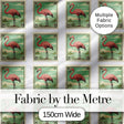 Vintage Flamingo Postage Stamp Style Seamless Pattern Digital Print Fabric by the Metre UK Sewing Quilting Textile