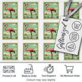 Vintage Flamingo Postage Stamp Style Seamless Pattern Digital Print Fabric by the Metre UK Sewing Quilting Textile