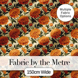 Orange Marigold Floral Garden Seamless Pattern Digital Print Fabric by the Metre UK Sewing Quilting Textile