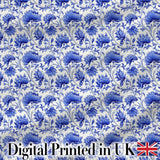 Elegant Blue Vintage Floral Vine Seamless Pattern Digital Print Fabric by the Metre UK Sewing Quilting Textile