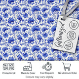 Elegant Blue Vintage Floral Vine Seamless Pattern Digital Print Fabric by the Metre UK Sewing Quilting Textile