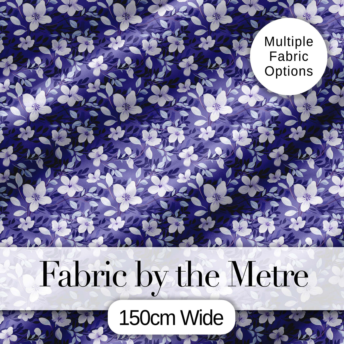 Purple Blossom Floral Garden Seamless Pattern Digital Print Fabric by the Metre UK Sewing Quilting Textile