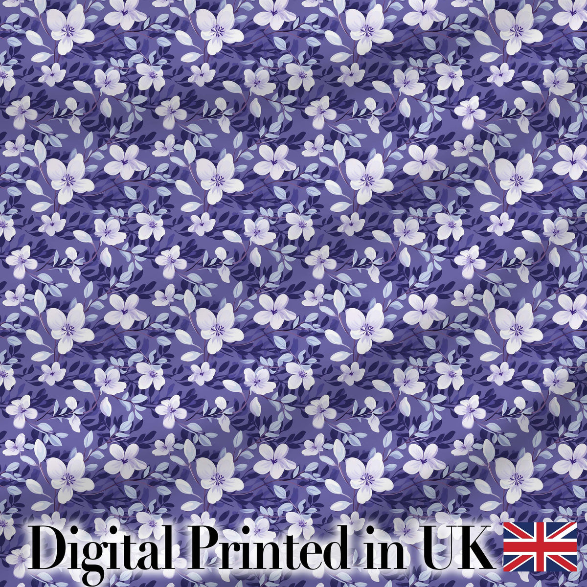 Purple Blossom Floral Garden Seamless Pattern Digital Print Fabric by the Metre UK Sewing Quilting Textile
