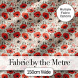 Soft Red and Cream Poppy Meadow Seamless Pattern Digital Print Fabric by the Metre UK Sewing Quilting Textile