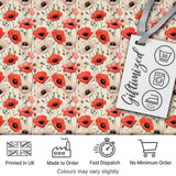 Soft Red and Cream Poppy Meadow Seamless Pattern Digital Print Fabric by the Metre UK Sewing Quilting Textile