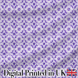 Purple Ornamental Tile Floral Seamless Pattern Digital Print Fabric by the Metre UK Sewing Quilting Textile