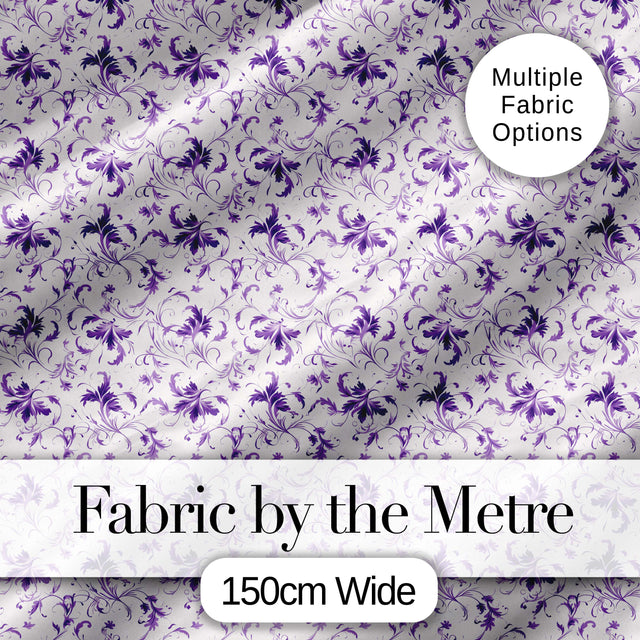Delicate Purple Floral Vine Ditsy Seamless Pattern Digital Print Fabric by the Metre UK Sewing Quilting Textile