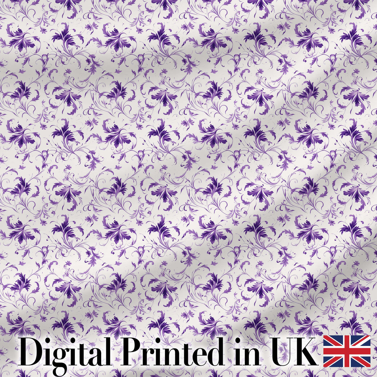 Delicate Purple Floral Vine Ditsy Seamless Pattern Digital Print Fabric by the Metre UK Sewing Quilting Textile