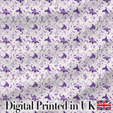 Delicate Purple Floral Vine Ditsy Seamless Pattern Digital Print Fabric by the Metre UK Sewing Quilting Textile