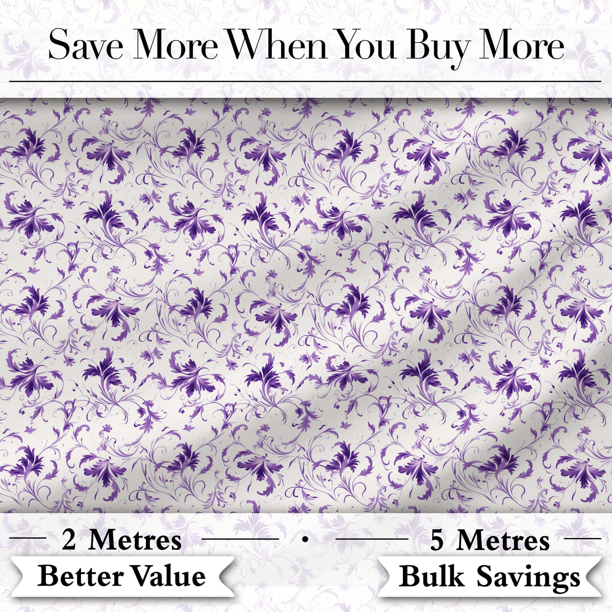 Delicate Purple Floral Vine Ditsy Seamless Pattern Digital Print Fabric by the Metre UK Sewing Quilting Textile