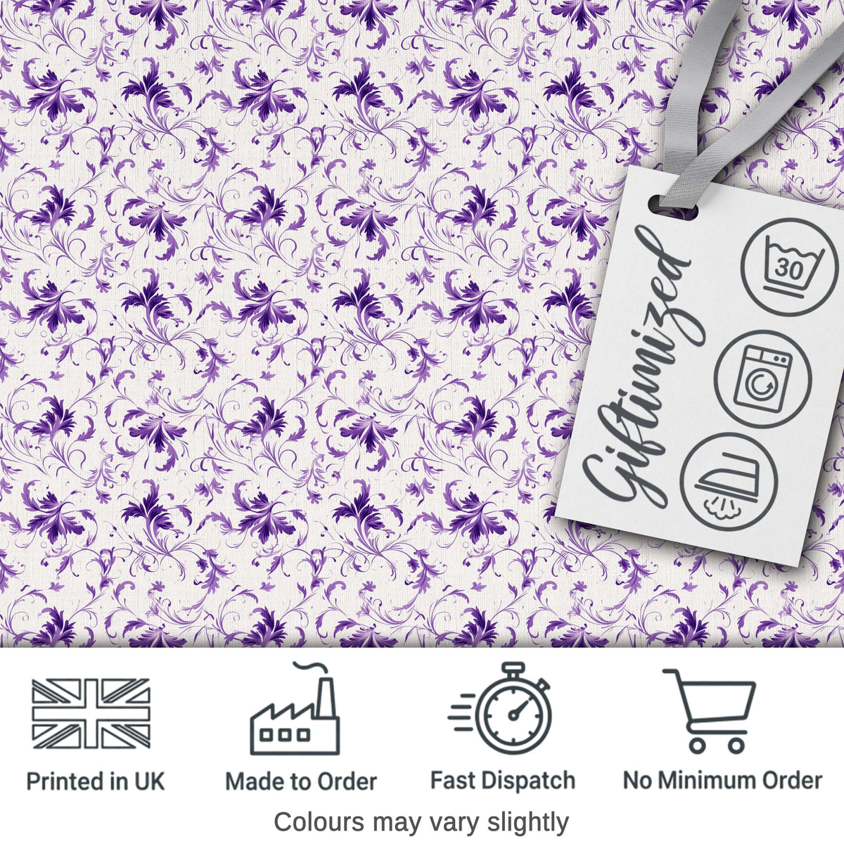 Delicate Purple Floral Vine Ditsy Seamless Pattern Digital Print Fabric by the Metre UK Sewing Quilting Textile