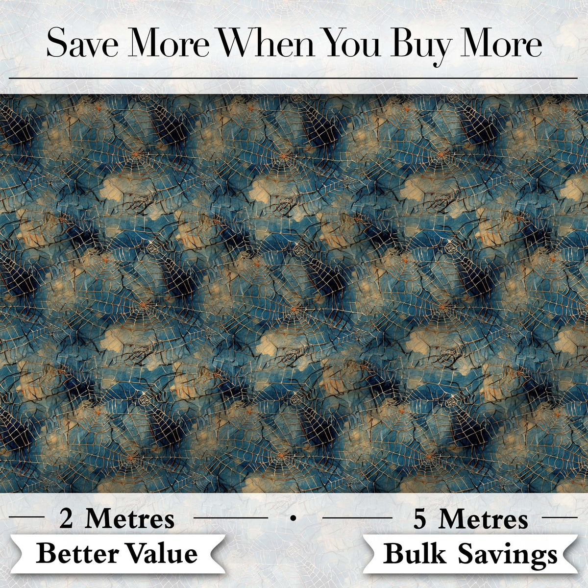 Blue Abstract Spider Web Texture Seamless Pattern Digital Print Fabric by the Metre UK Sewing Quilting Textile