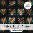 Decorative Tiger Portrait with Leaves Seamless Pattern Digital Print Fabric by the Metre UK Sewing Quilting Textile