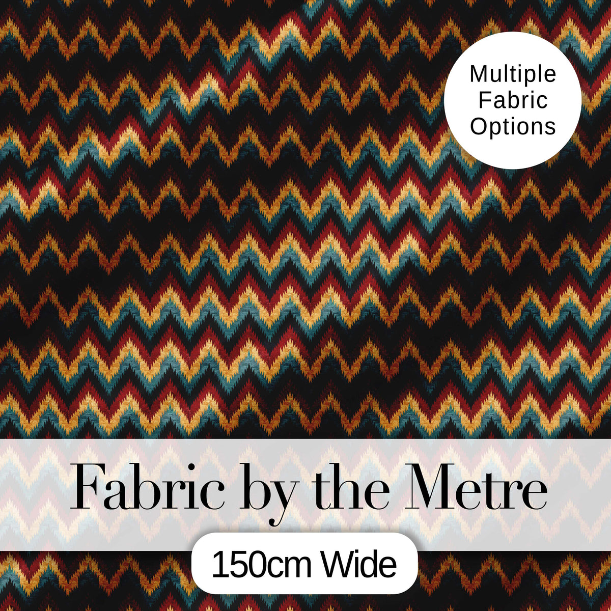 Colorful Chevron Tribal Stripe Seamless Pattern Digital Print Fabric by the Metre UK Sewing Quilting Textile