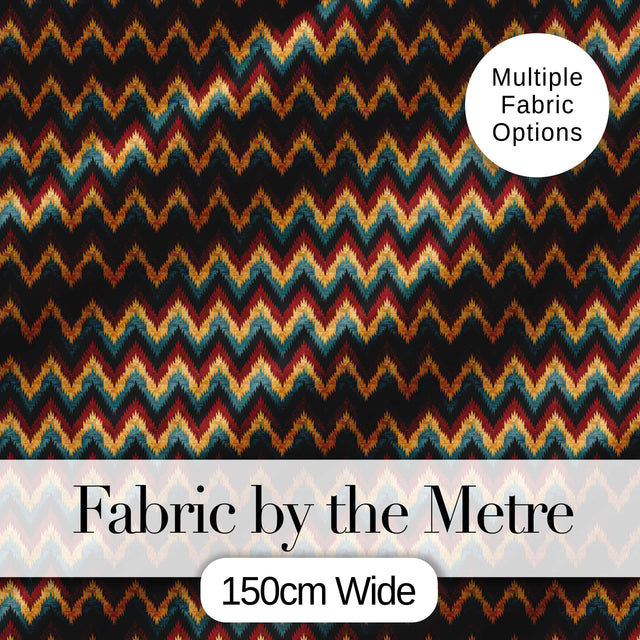 Colorful Chevron Tribal Stripe Seamless Pattern Digital Print Fabric by the Metre UK Sewing Quilting Textile