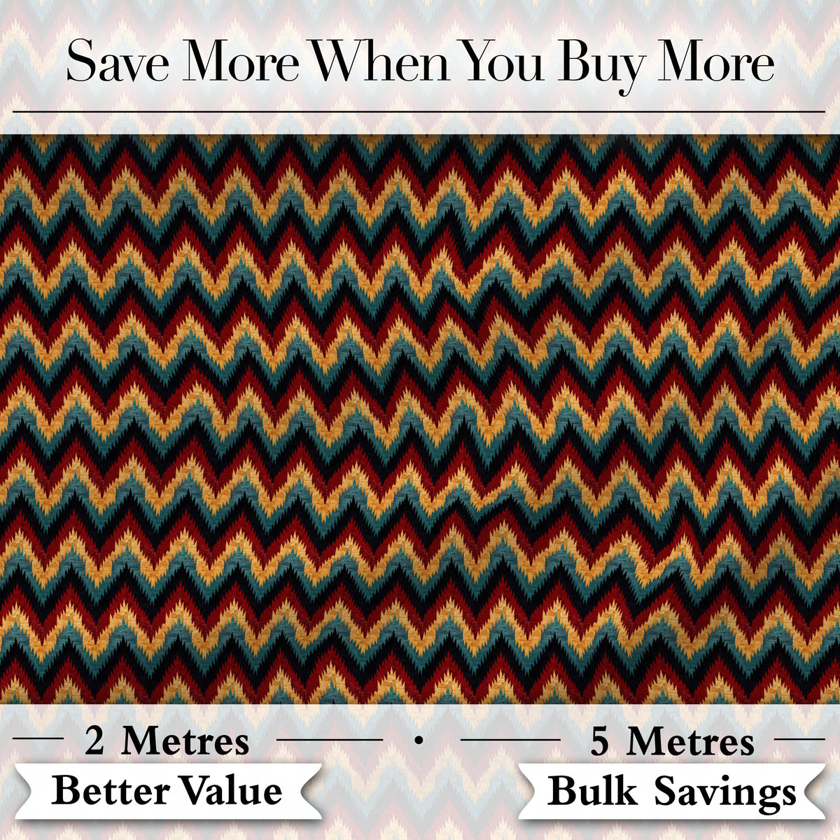 Colorful Chevron Tribal Stripe Seamless Pattern Digital Print Fabric by the Metre UK Sewing Quilting Textile