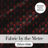 Luxury Red Black Baroque Ornamental Seamless Pattern Digital Print Fabric by the Metre UK Sewing Quilting Textile