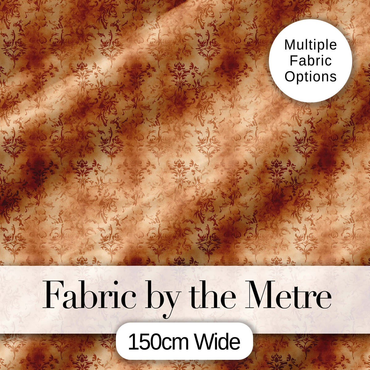 Vintage Brown Floral Damask Texture Seamless Pattern Digital Print Fabric by the Metre UK Sewing Quilting Textile
