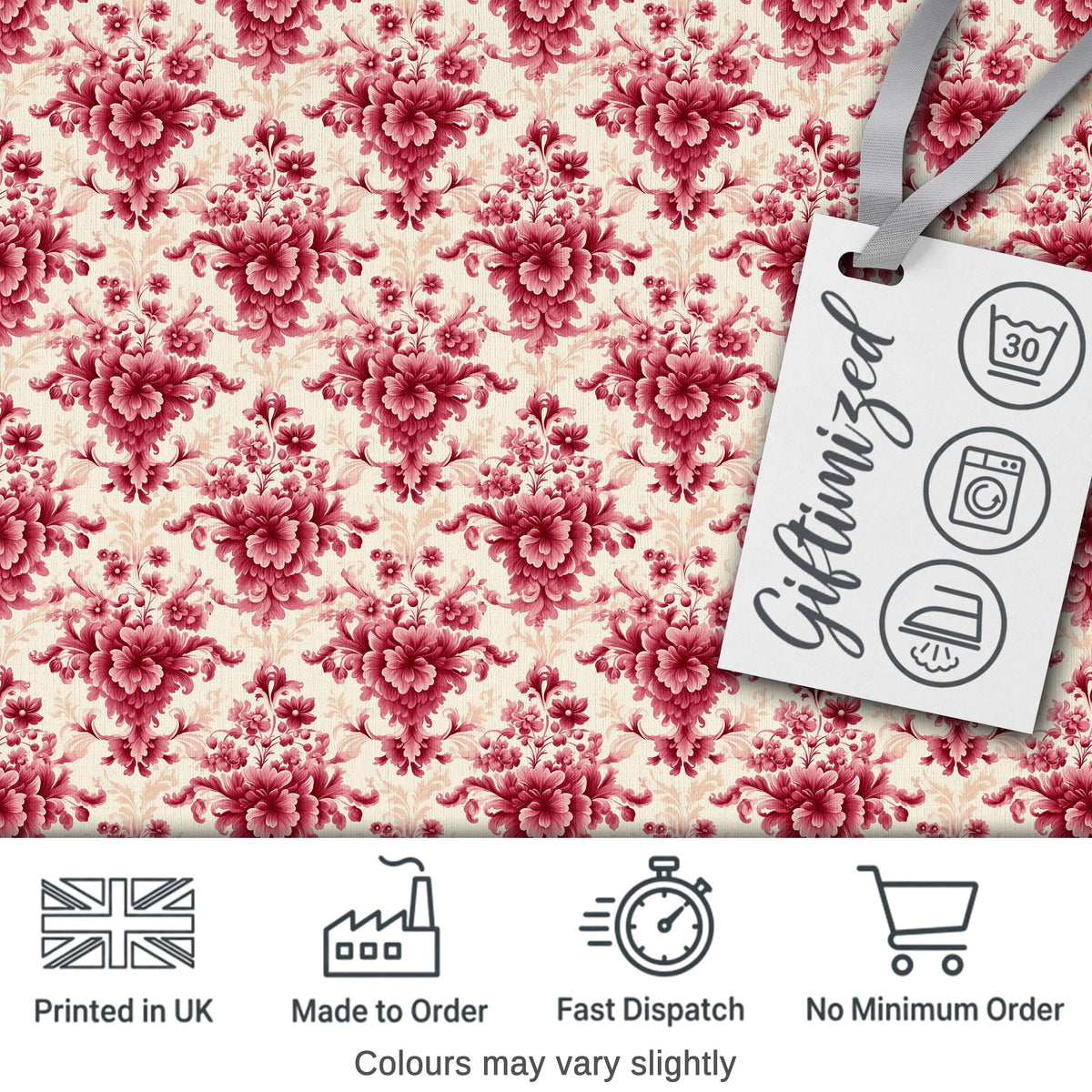 Soft Pink Vintage Floral Bouquet Seamless Pattern Digital Print Fabric by the Metre UK Sewing Quilting Textile