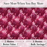 Artistic Pink Floral Brush Stroke Seamless Pattern Digital Print Fabric by the Metre UK Sewing Quilting Textile