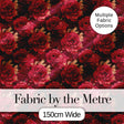 Rich Red Peony Flower Garden Seamless Pattern Digital Print Fabric by the Metre UK Sewing Quilting Textile