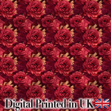 Rich Red Peony Flower Garden Seamless Pattern Digital Print Fabric by the Metre UK Sewing Quilting Textile