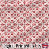 Delicate Red Floral Decorative Motif Seamless Pattern Digital Print Fabric by the Metre UK Sewing Quilting Textile