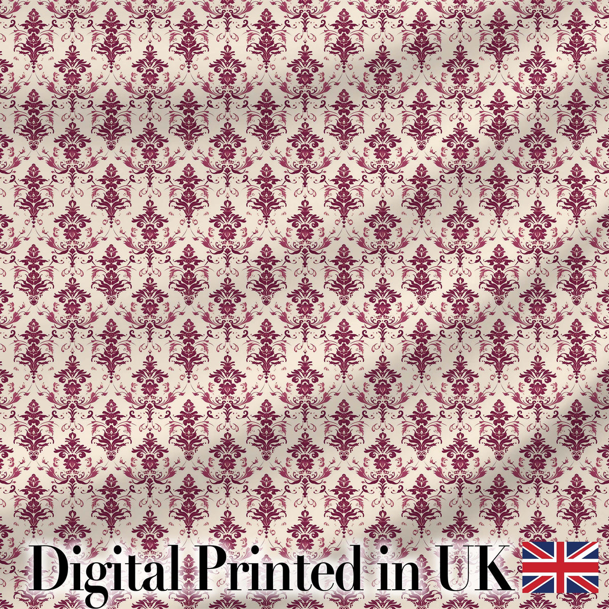 Classic Burgundy Vintage Damask Floral Seamless Pattern Digital Print Fabric by the Metre UK Sewing Quilting Textile