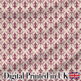 Classic Burgundy Vintage Damask Floral Seamless Pattern Digital Print Fabric by the Metre UK Sewing Quilting Textile