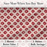 Geometric Red Tile Moroccan Style Seamless Pattern Digital Print Fabric by the Metre UK Sewing Quilting Textile