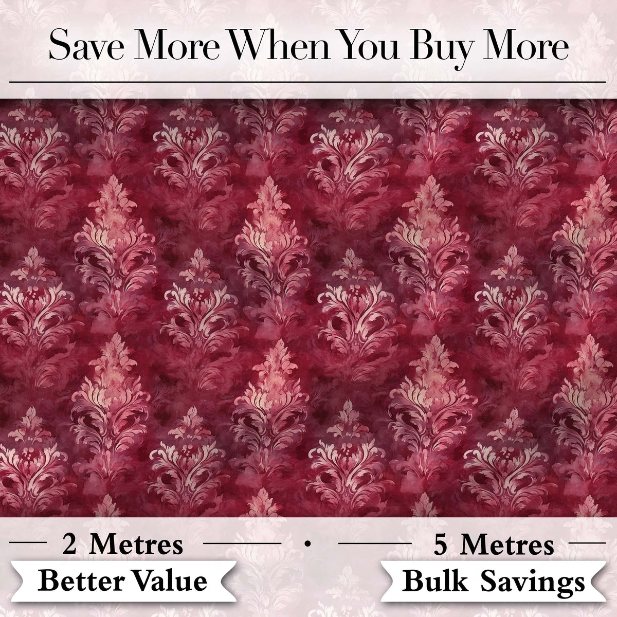Rich Burgundy Watercolor Damask Ornamental Seamless Pattern Digital Print Fabric by the Metre UK Sewing Quilting Textile