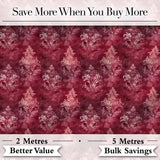 Rich Burgundy Watercolor Damask Ornamental Seamless Pattern Digital Print Fabric by the Metre UK Sewing Quilting Textile
