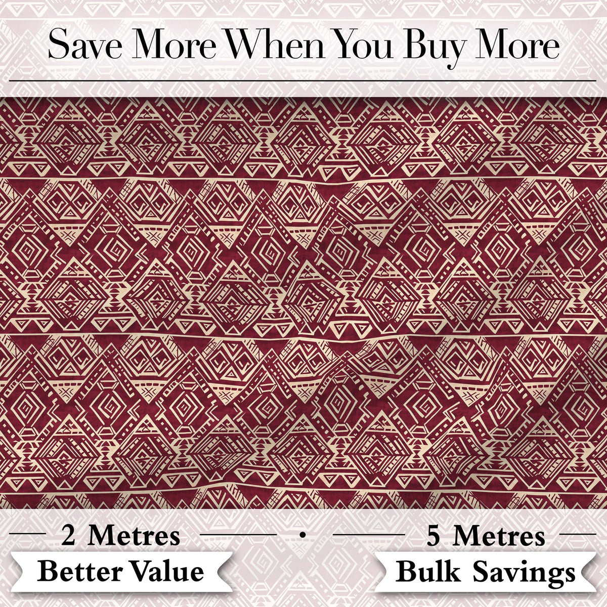 Tribal Red Geometric Aztec Style Seamless Pattern Digital Print Fabric by the Metre UK Sewing Quilting Textile