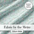 Delicate White Floral on Mint Green Seamless Pattern Digital Print Fabric by the Metre UK Sewing Quilting Textile
