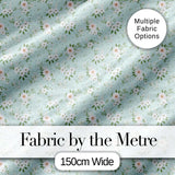 Delicate White Floral on Mint Green Seamless Pattern Digital Print Fabric by the Metre UK Sewing Quilting Textile