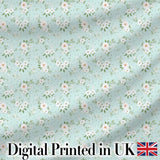 Delicate White Floral on Mint Green Seamless Pattern Digital Print Fabric by the Metre UK Sewing Quilting Textile