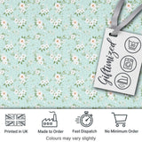 Delicate White Floral on Mint Green Seamless Pattern Digital Print Fabric by the Metre UK Sewing Quilting Textile