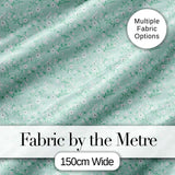 Delicate White Wildflower on Soft Green Seamless Pattern Digital Print Fabric by the Metre UK Sewing Quilting Textile
