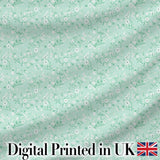 Delicate White Wildflower on Soft Green Seamless Pattern Digital Print Fabric by the Metre UK Sewing Quilting Textile