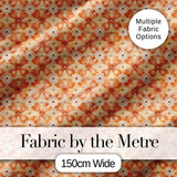 Warm Orange Floral Mosaic Ornamental Seamless Pattern Digital Print Fabric by the Metre UK Sewing Quilting Textile