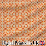 Warm Orange Floral Mosaic Ornamental Seamless Pattern Digital Print Fabric by the Metre UK Sewing Quilting Textile