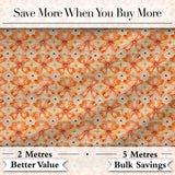 Warm Orange Floral Mosaic Ornamental Seamless Pattern Digital Print Fabric by the Metre UK Sewing Quilting Textile