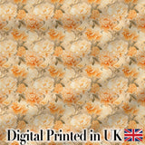 Vintage Peach and Cream Peony Floral Seamless Pattern Digital Print Fabric by the Metre UK Sewing Quilting Textile