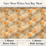 Vintage Peach and Cream Peony Floral Seamless Pattern Digital Print Fabric by the Metre UK Sewing Quilting Textile